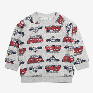 Vehicle Print Kids Sweatshirt-Unisex-1-6y-Grey