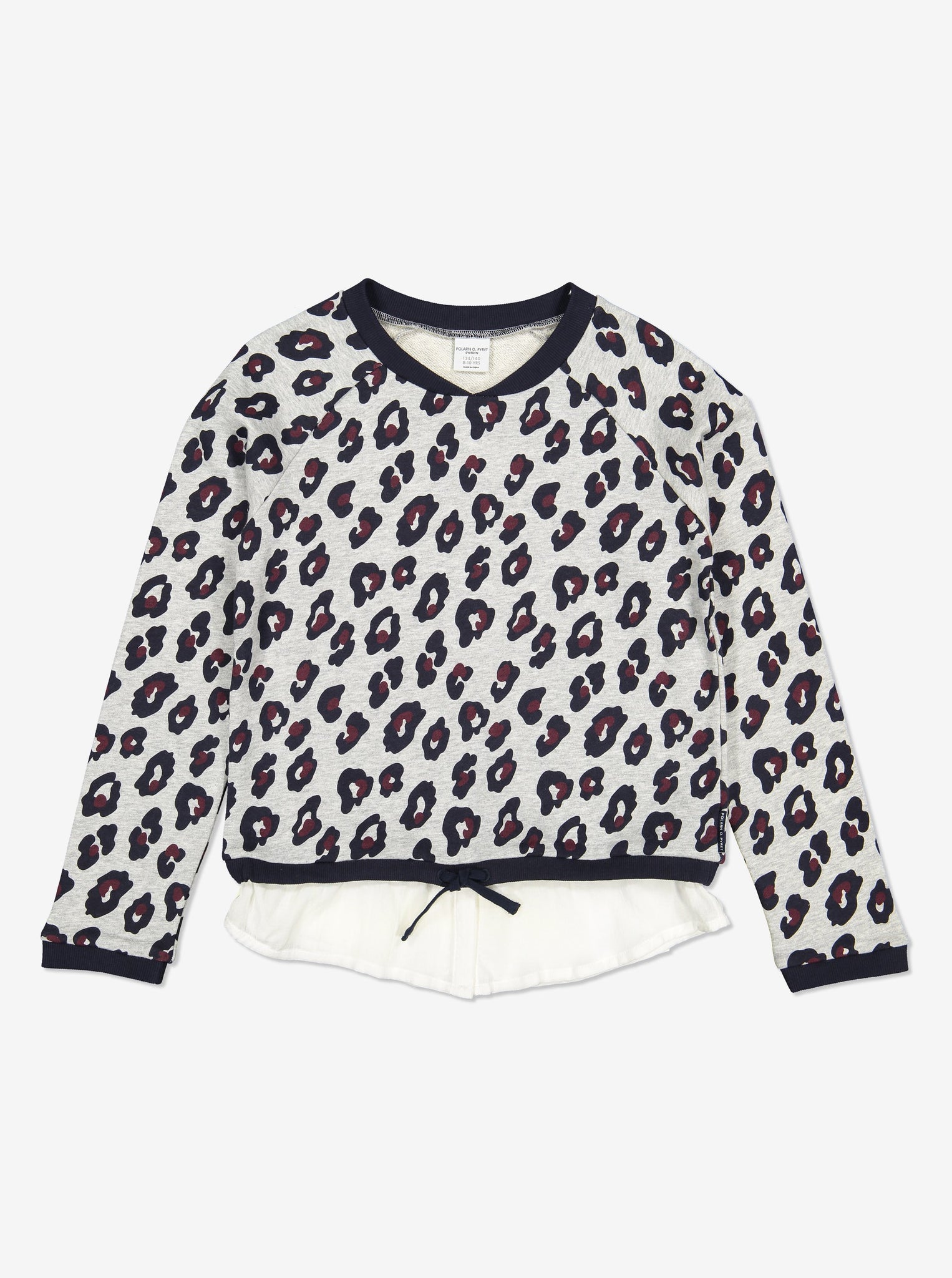Leopard Print Kids Sweatshirt-Unisex-6-12y-Navy