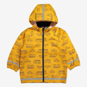 Vehicle Print Waterproof Kids Raincoat-6m-8y-Yellow-Unisex