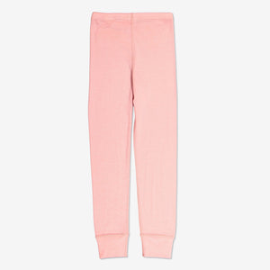 Back of thermal long johns in the colour pink for 0-12 year olds. Made with merino cosy merino wool