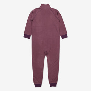 Purple Fleece Lined Striped Kids Rainsuit
