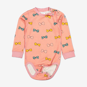 Cotton Lined Merino Baby Bodysuit-6m-2y-Pink-Girl