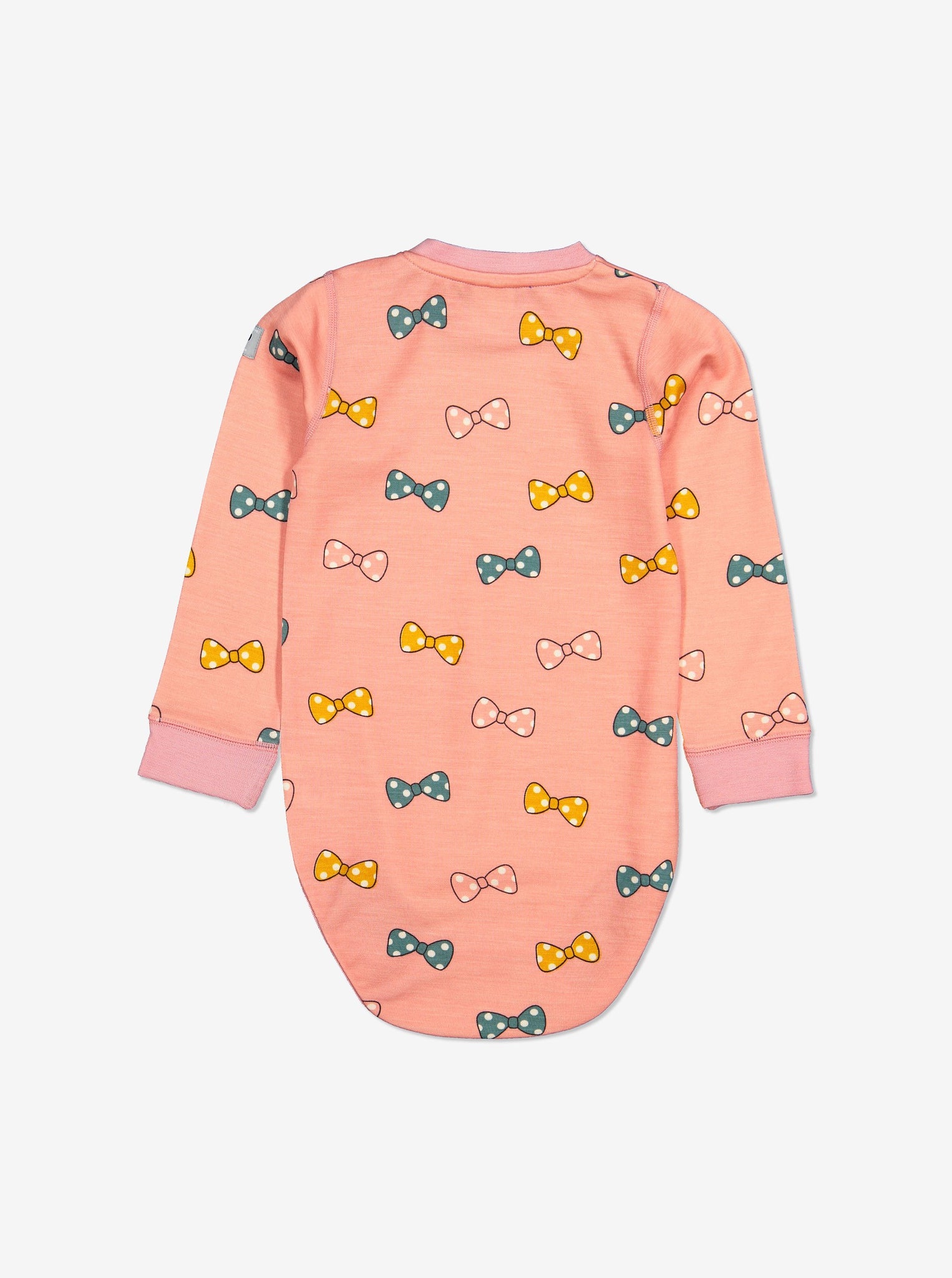 Cotton Lined Merino Baby Bodysuit-6m-2y-Pink-Girl