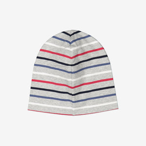 Striped Kids Grey Beanie Hat