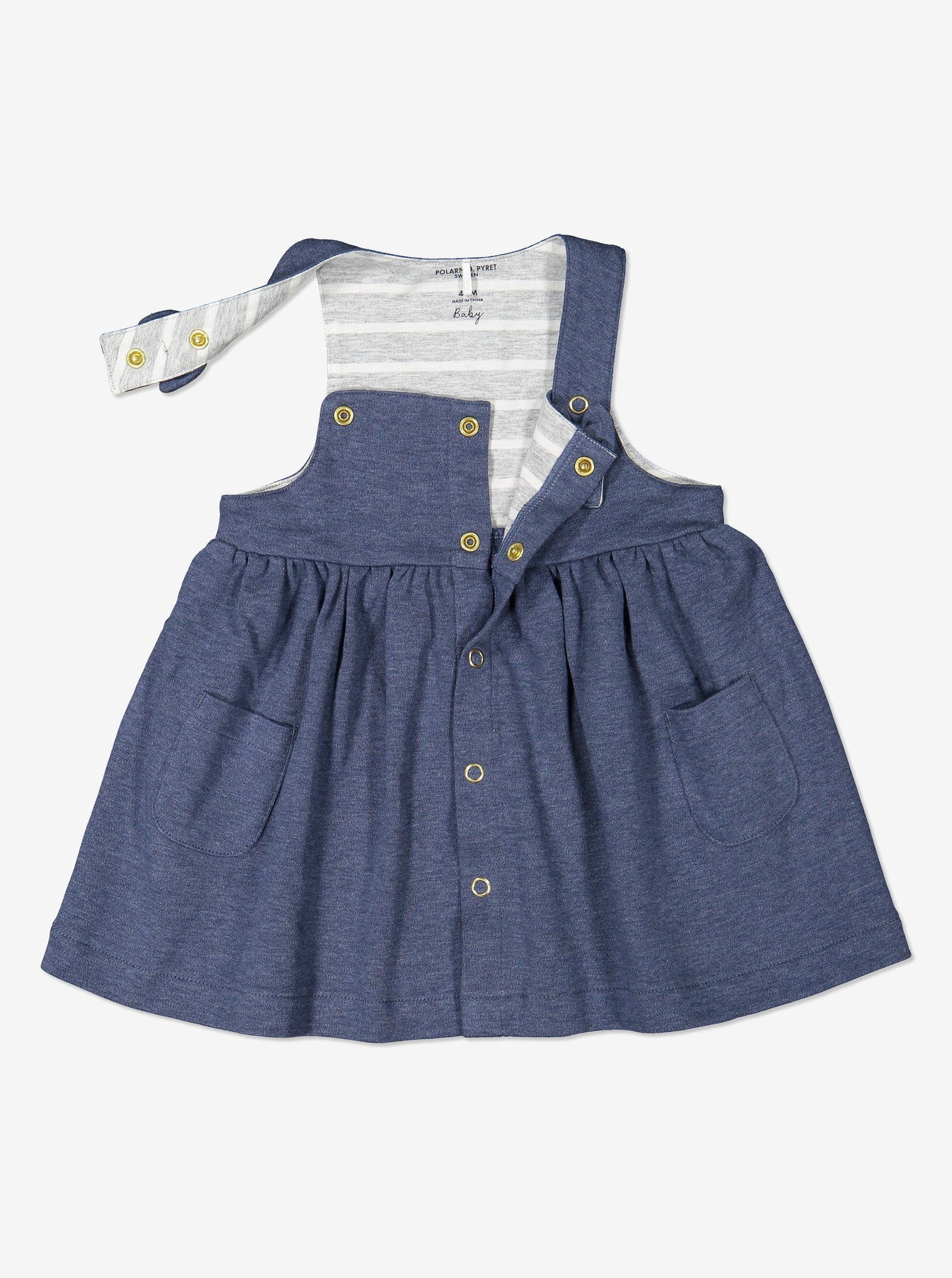 Newborn Baby Girls Blue Organic Cotton Pinafore Dress
