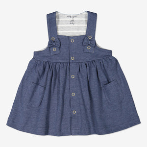 Newborn Baby Girls Blue Organic Cotton Pinafore Dress
