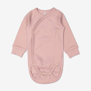 Newborn Organic Cotton Wraparound Pink Babygrow