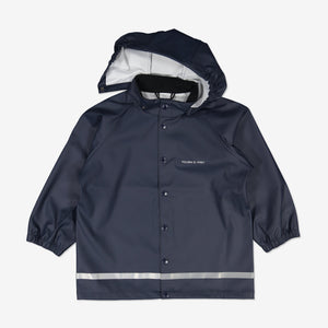 Kids Waterproof Navy Blue Raincoat, warm durable ethical quality