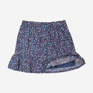 Girls Organic Cotton Blue Flowery Skirt