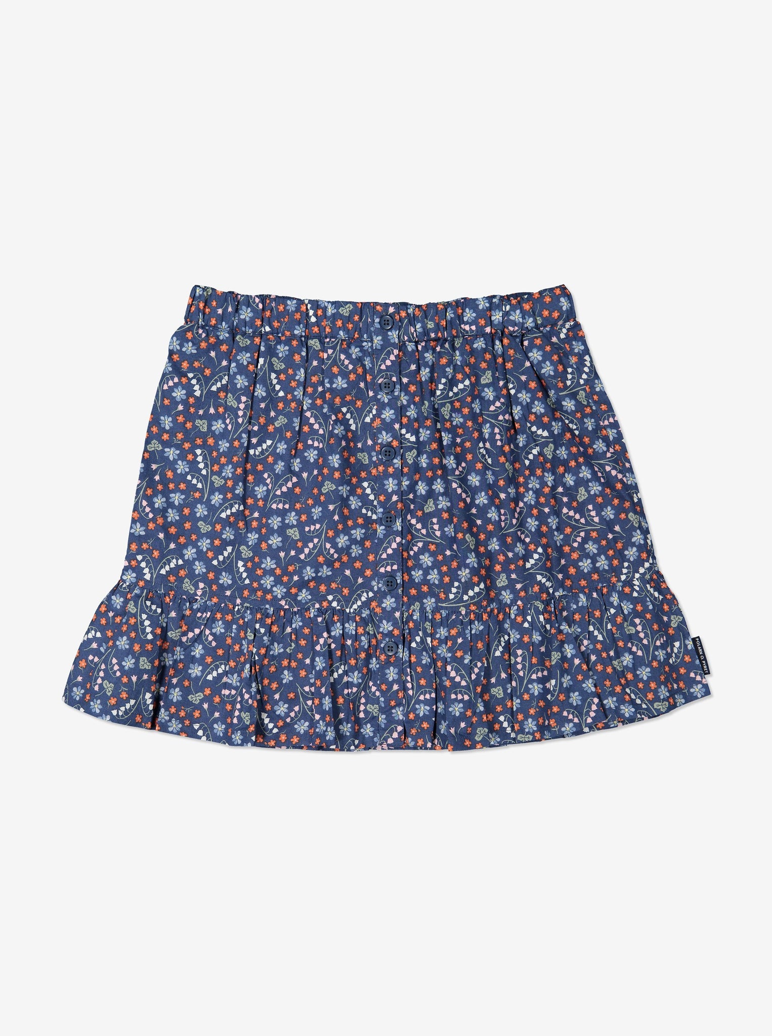 Girls Organic Cotton Blue Flowery Skirt