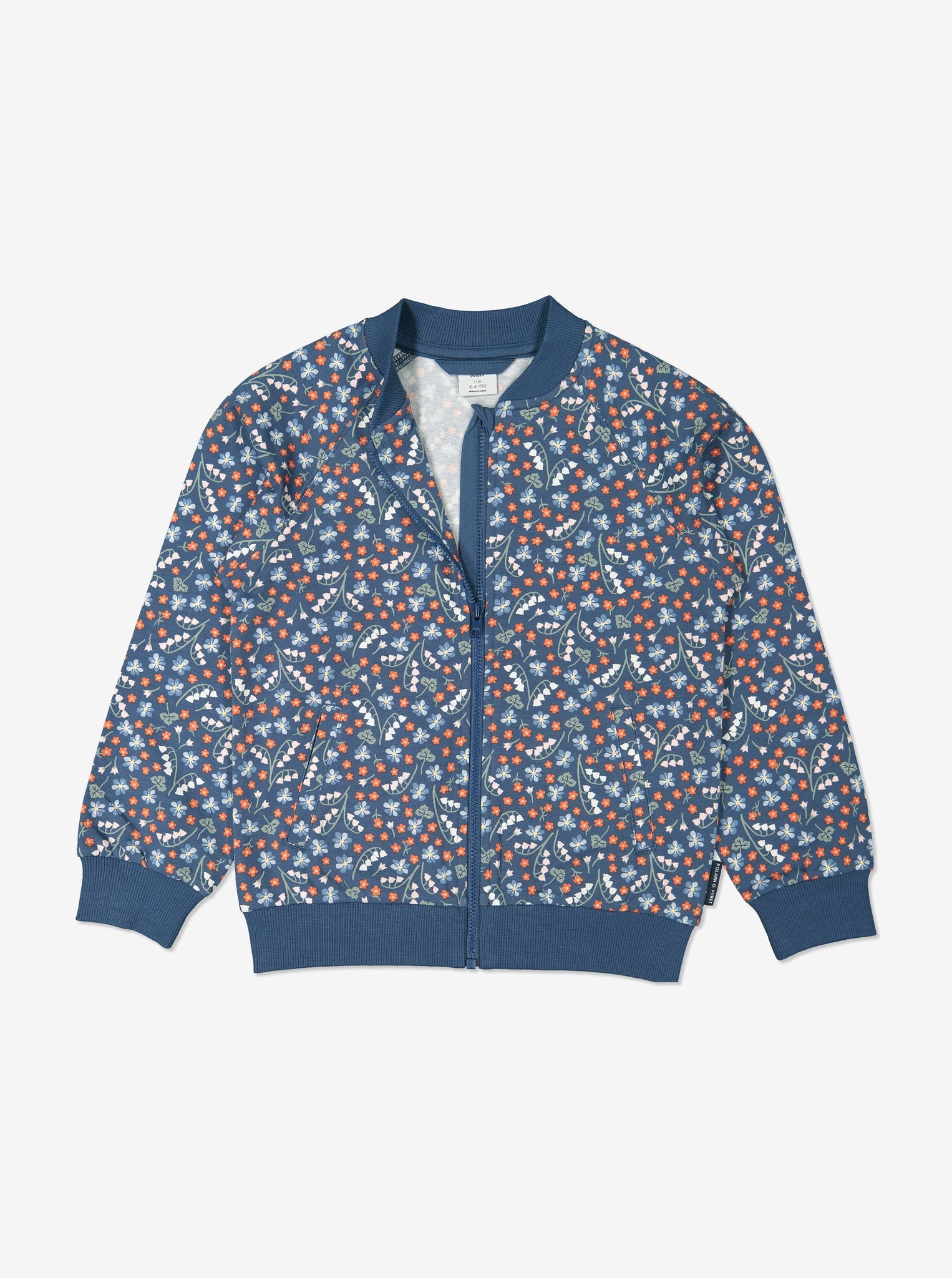 Girls Blue Kids Floral Print Jacket