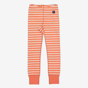 Kids Orange Striped Organic Leggings