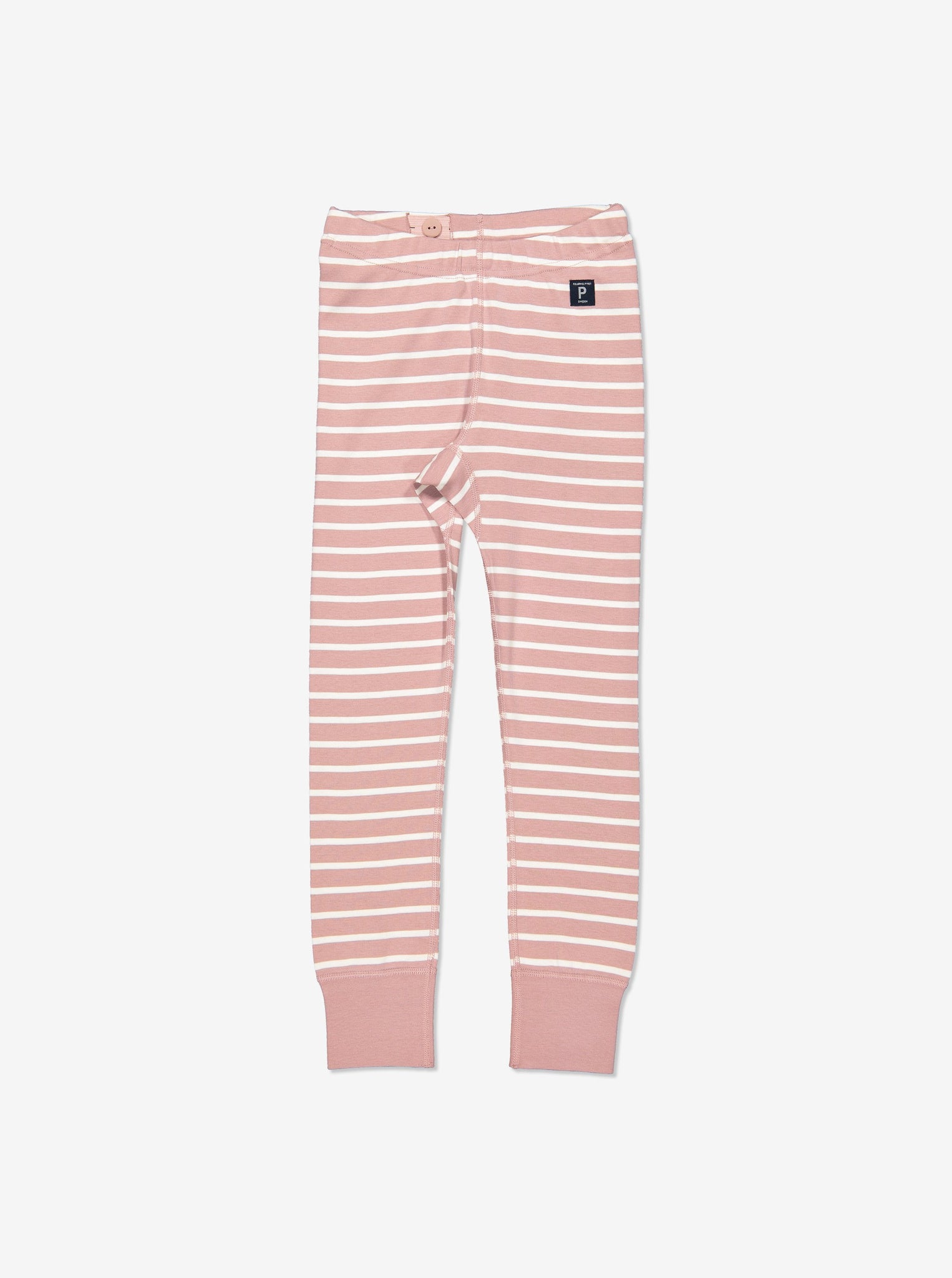 Kids Pink Striped Organic Leggings