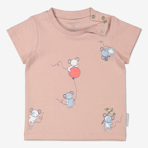 Girl Purple GOTS Organic Mouse Print T-Shirt