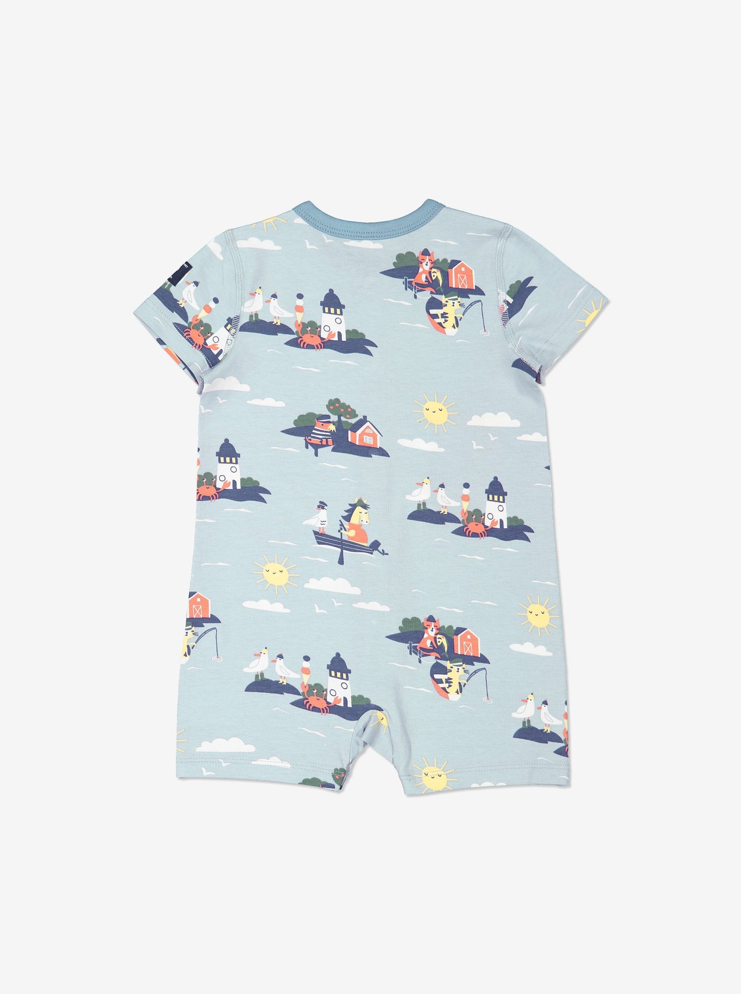 Boy Blue GOTS Organic Seaside Print Onesie Pyjamas