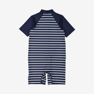 Navy UV Protection Kids Swimsuit from the Polarn O. Pyret kidswear collection. The best ethical kids swimwear.