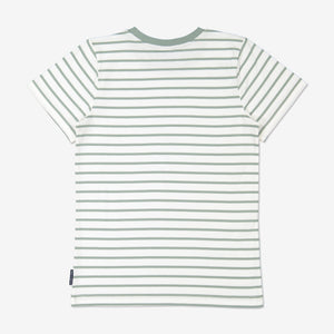 Unisex Green Kids Organic Striped T-Shirt