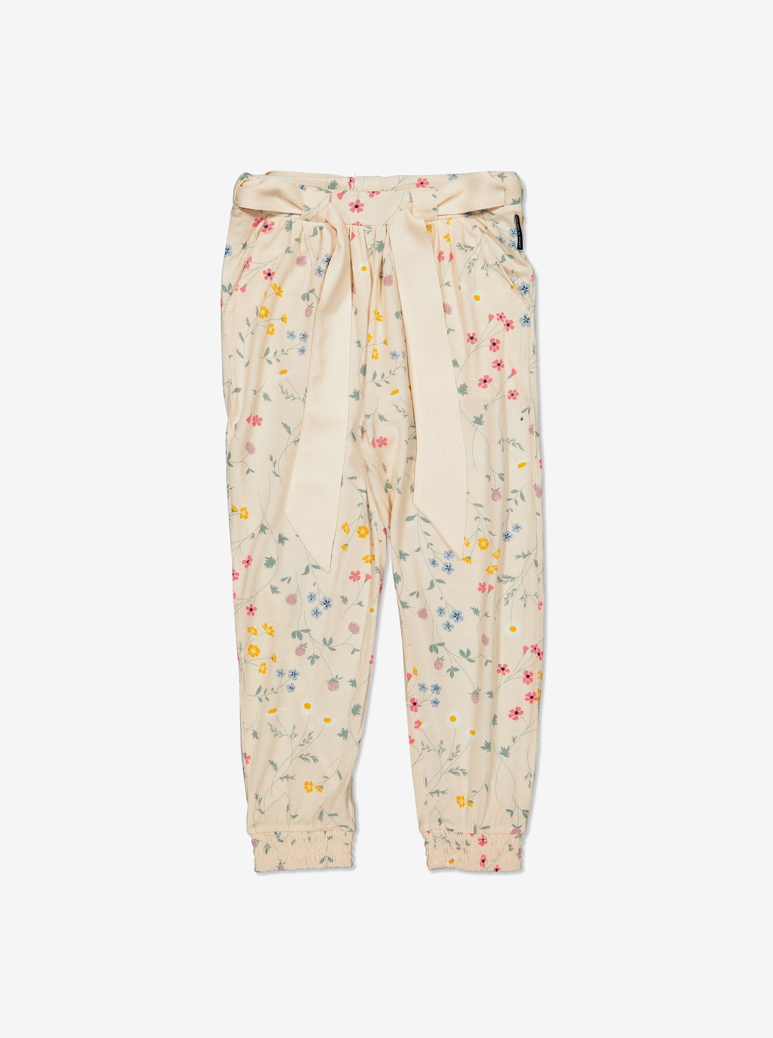 Girl White Floral Kids Trousers