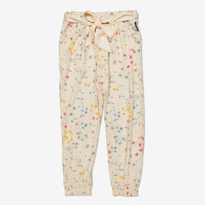 Girl White Floral Kids Trousers