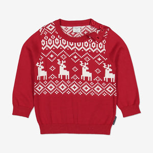 Organic Cotton Nordic Christmas Jumper 1-6years Red Unisex