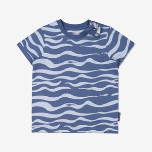 Boys Blue Kids Gots Organic Ocean Print T Shirt 