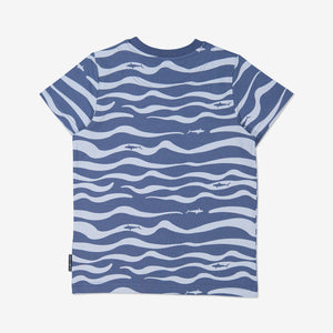 Boys Blue Kids Gots Organic Ocean Print T Shirt 
