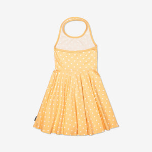 Girls Yellow Kids GOTS Halter Neck Spotty Dress