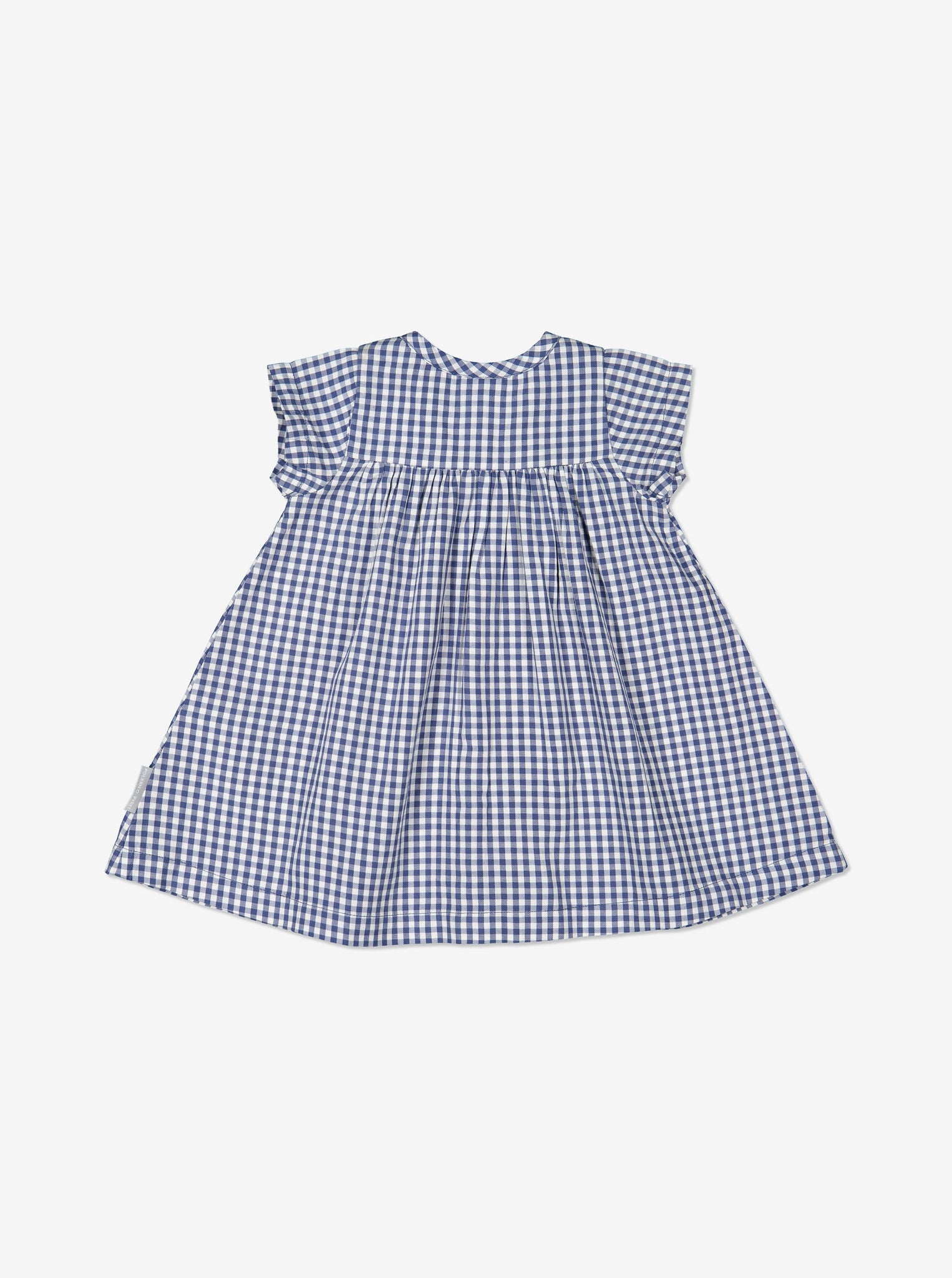 Girls Blue Newborn Baby Checked Organic Dress 