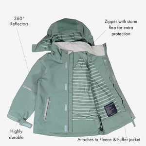 Green Waterproof Kids Shell Jacket