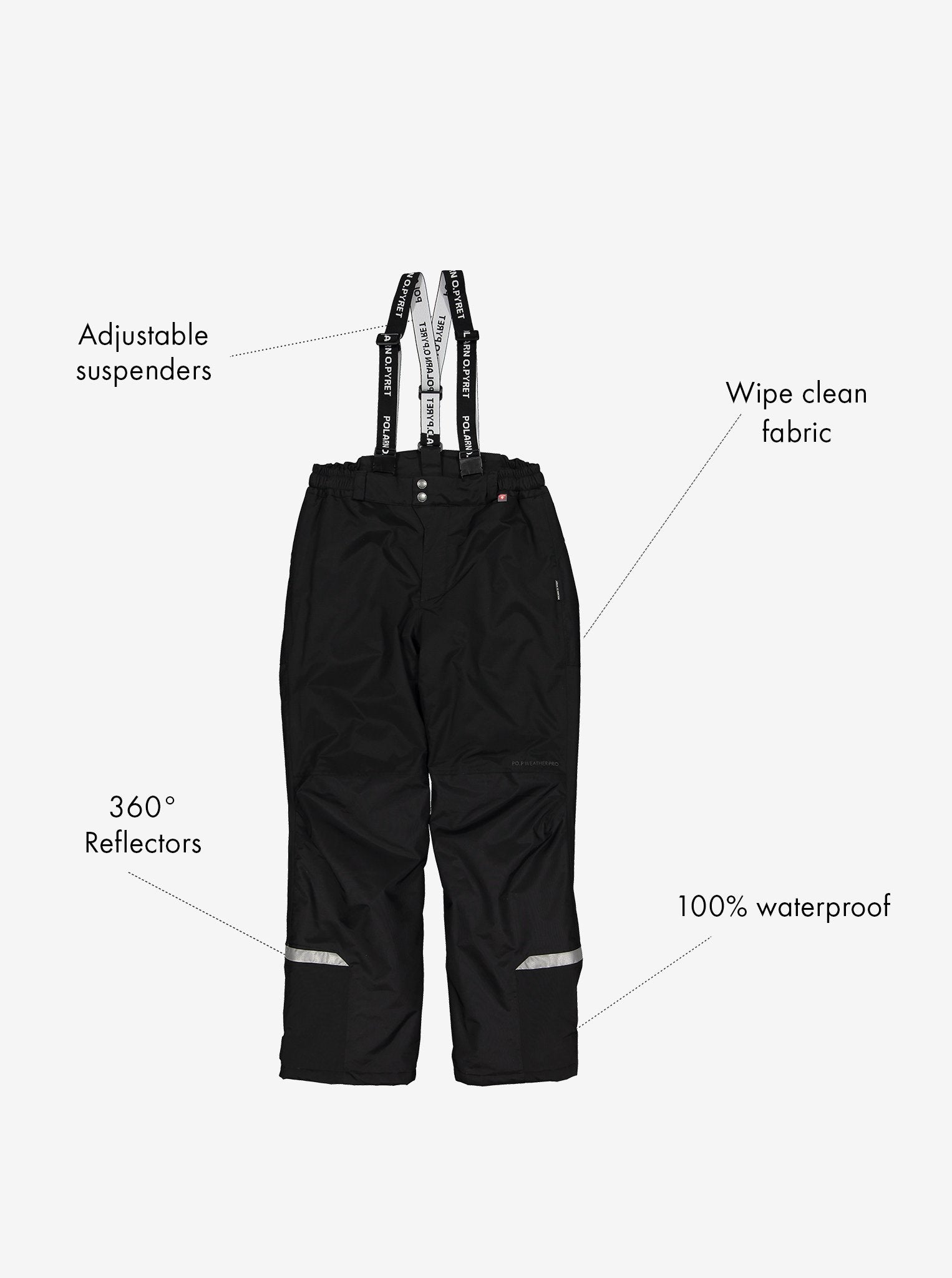 high tech waterproof padded kids winter overalls, cold and snow weather, comfortable and warm, ethical and long lasting