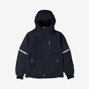 Navy Padded Waterproof Kids Coat, warm and comfortable, long lasting ethical kids clothes polarn o. pyret 