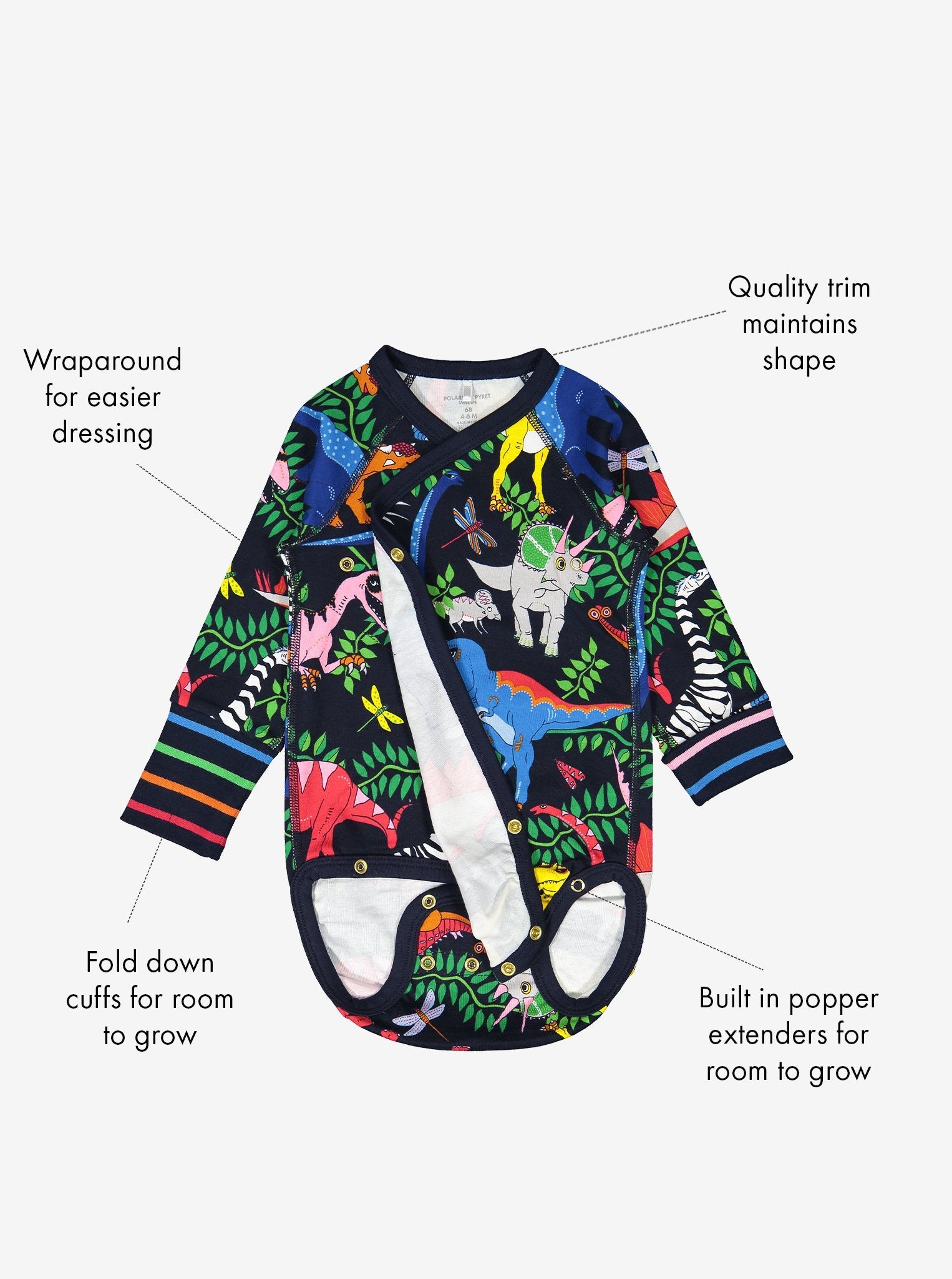 Dinosaur Baby Grow, Ethical Baby Clothes| Polarn O. Pyret UK