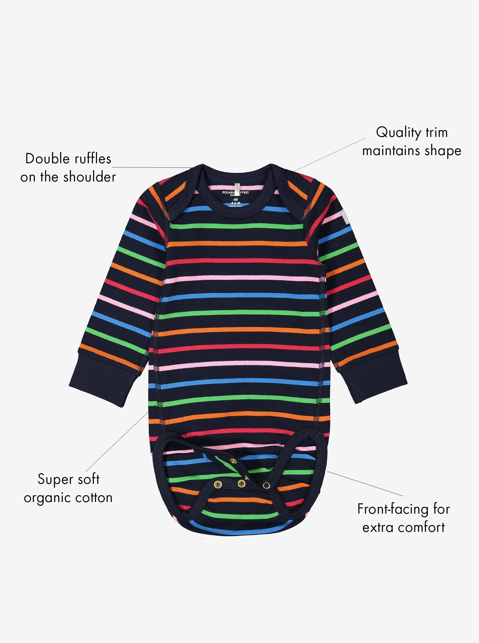 Organic Striped Babygrow, Unisex Baby Clothes | Polarn O. Pyret UK