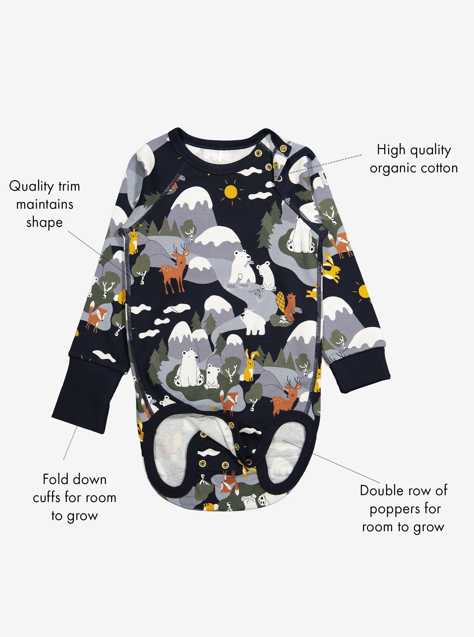 Soft Nature Print Organic Unisex Babygrow, Ethical Baby Clothes