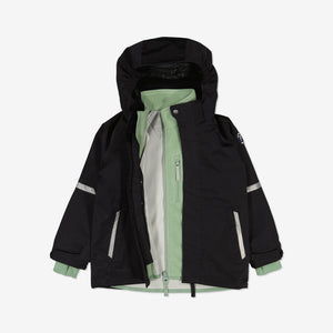 Kids Black Waterproof Jacket from Polarn O. Pyret Kidswear. Waterproof Kids Jacket