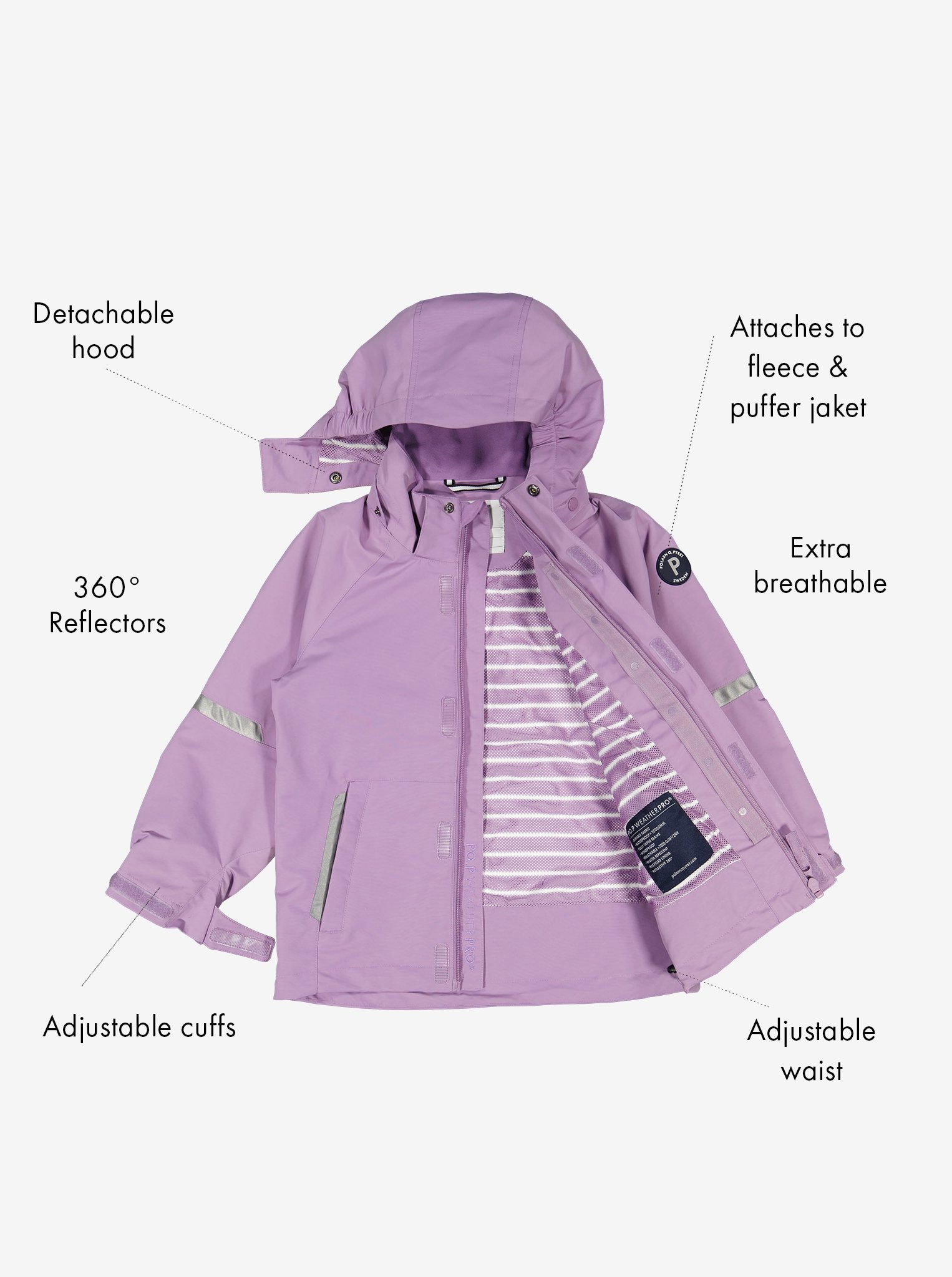 Purple Kids Waterproof Jacket from Polarn O. Pyret Kidswear.  Waterproof Kids Jacket