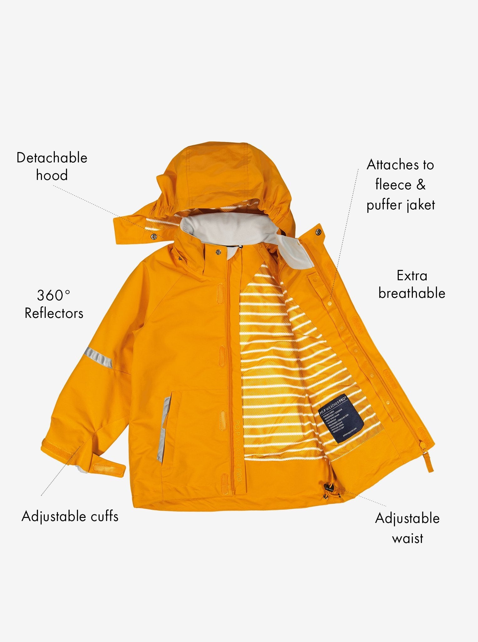 Yellow Kids Waterproof Jacket from Polarn O. Pyret Kidswear.  Waterproof Kids Jacket