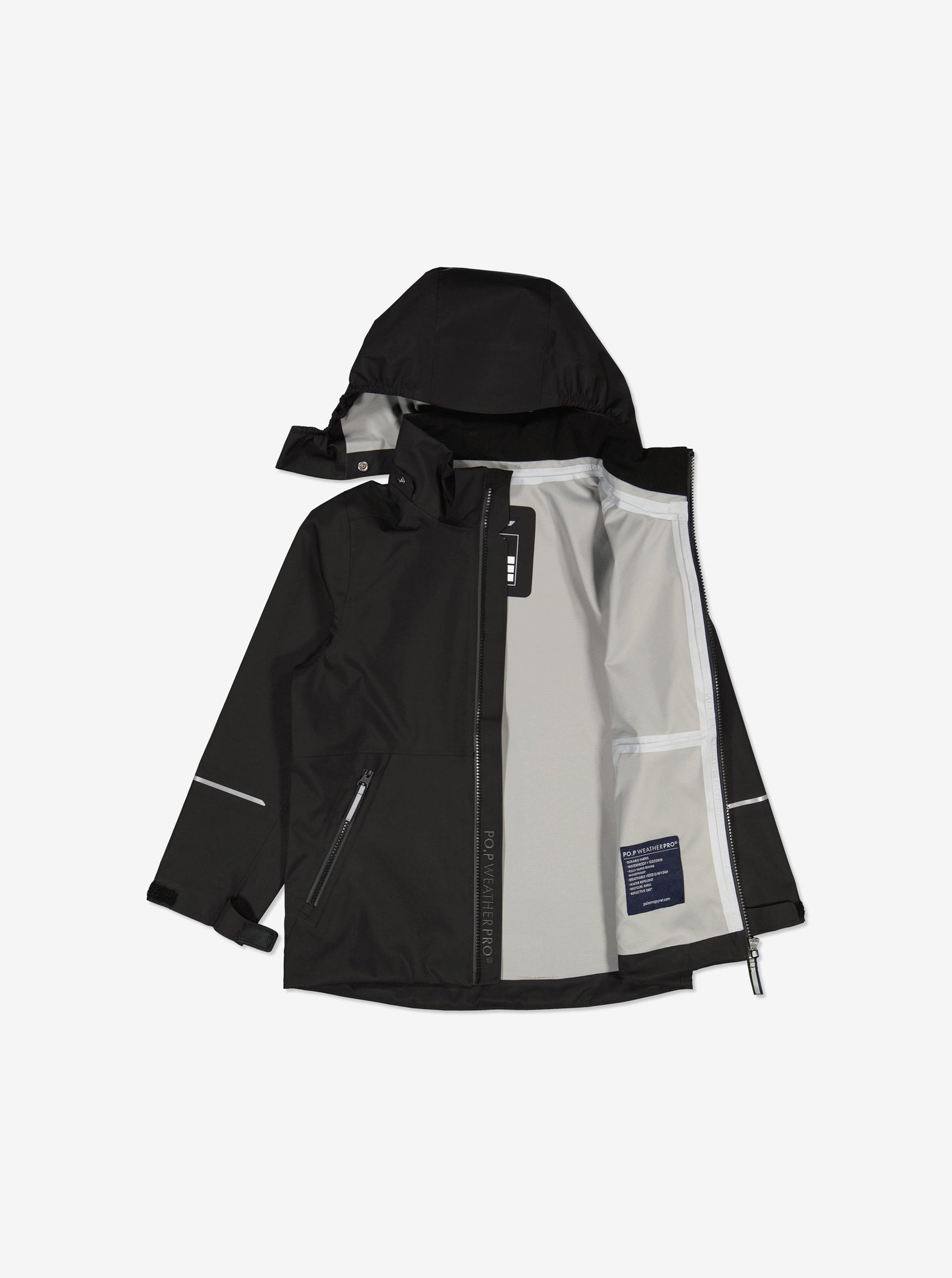 Black Waterproof Kids Jacket from Polarn O. Pyret Kidswear. Waterproof Kids Jacket