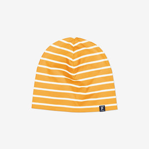 Striped Yellow Kids Beanie Hat from Polarn O. Pyret Kidswear. Warm kids beanie