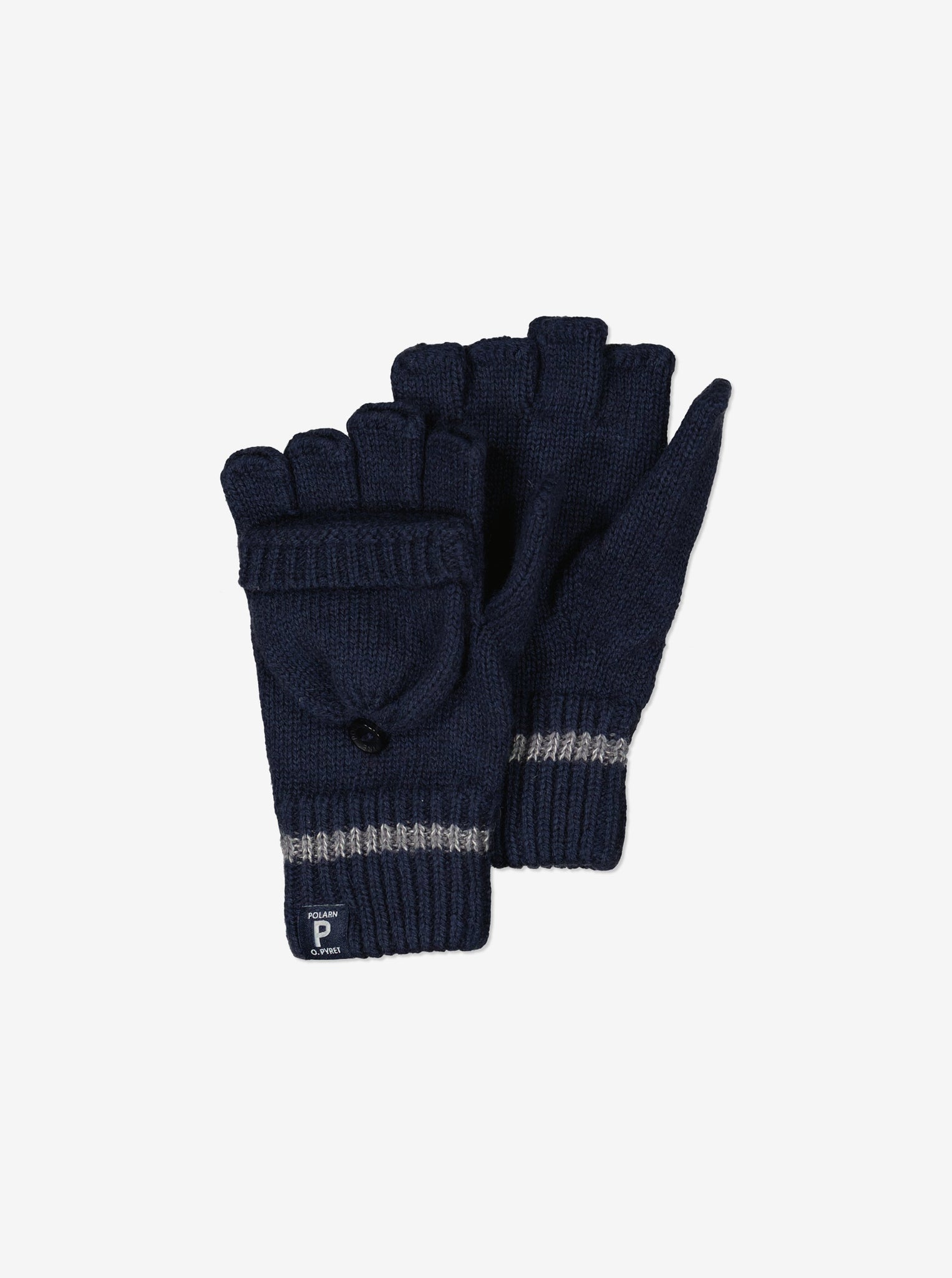 Navy Fingerless Kids Gloves from Polarn O. Pyret Kidswear. Warm kids gloves 