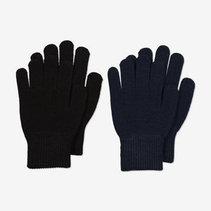 Kids Black Knitted Gloves Multipack from Polarn O. Pyret Kidswear. 