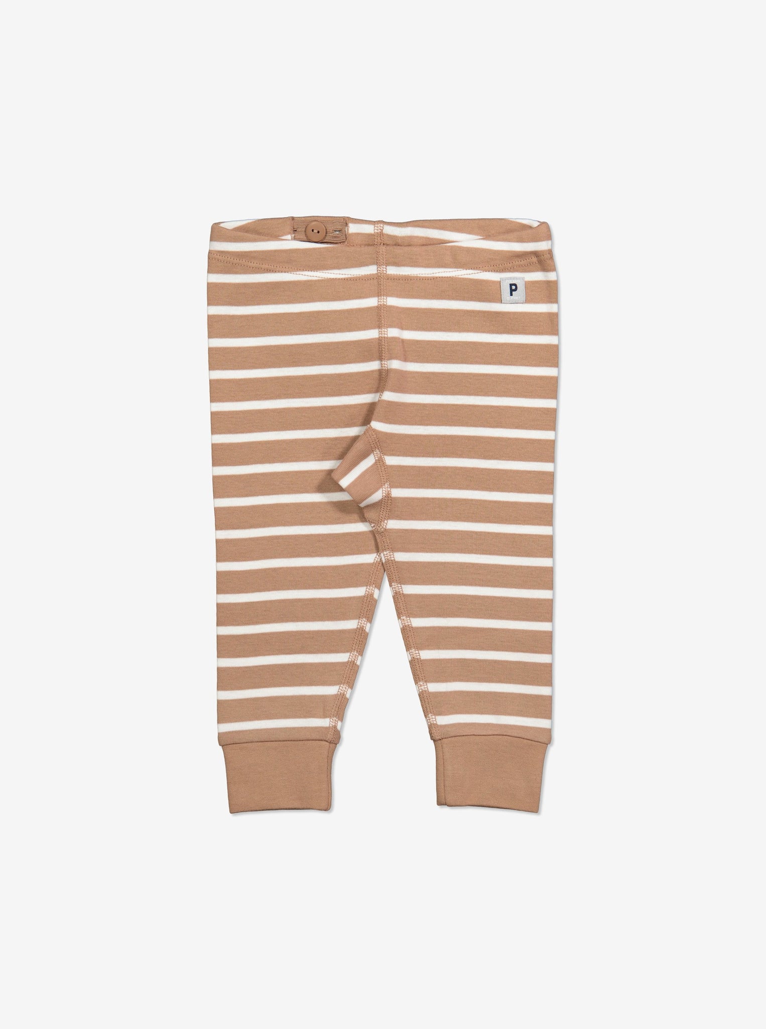  Organic Striped Brown Baby Leggings from Polarn O. Pyret Kidswear. Made with 100% organic cotton.