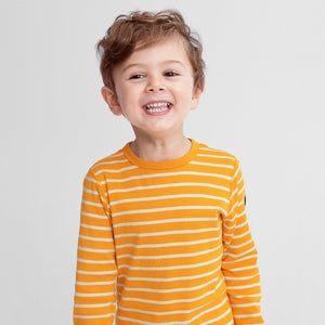  Organic Striped Yellow Kids Top from Polarn O. Pyret Kidswear. Made with 100% organic cotton.