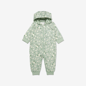  Organic Green Floral Baby All In One from Polarn O. Pyret Kidswear. Made from ethically sourced materials.