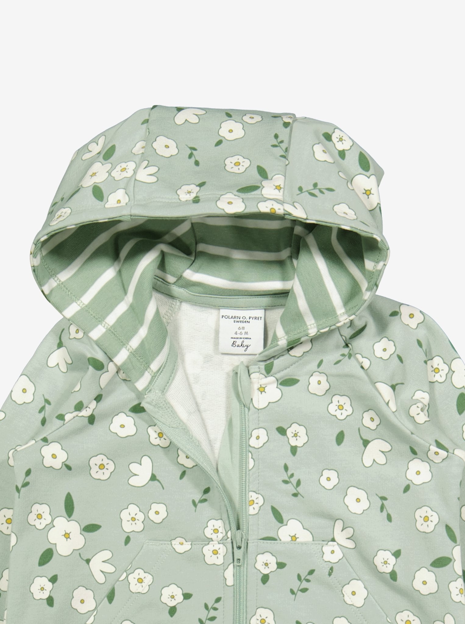  Organic Green Floral Baby All In One from Polarn O. Pyret Kidswear. Made from ethically sourced materials.