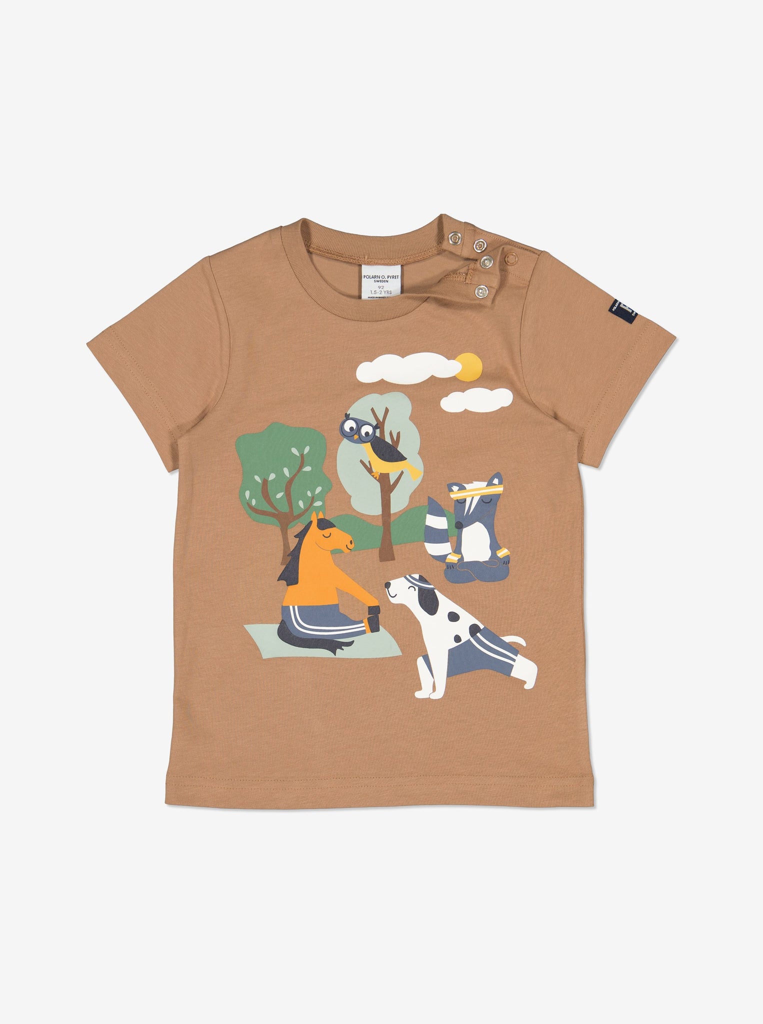  Organic Brown Animal Print Kids T-Shirt from Polarn O. Pyret Kidswear. Made with 100% organic cotton.