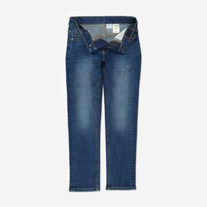  Organic Slim Fit Kids Blue Denim Jeans from Polarn O. Pyret Kidswear. Made from sustainably sourced materials.