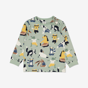  Organic Green Animal Kids Top from Polarn O. Pyret Kidswear. Made from sustainably sourced materials.