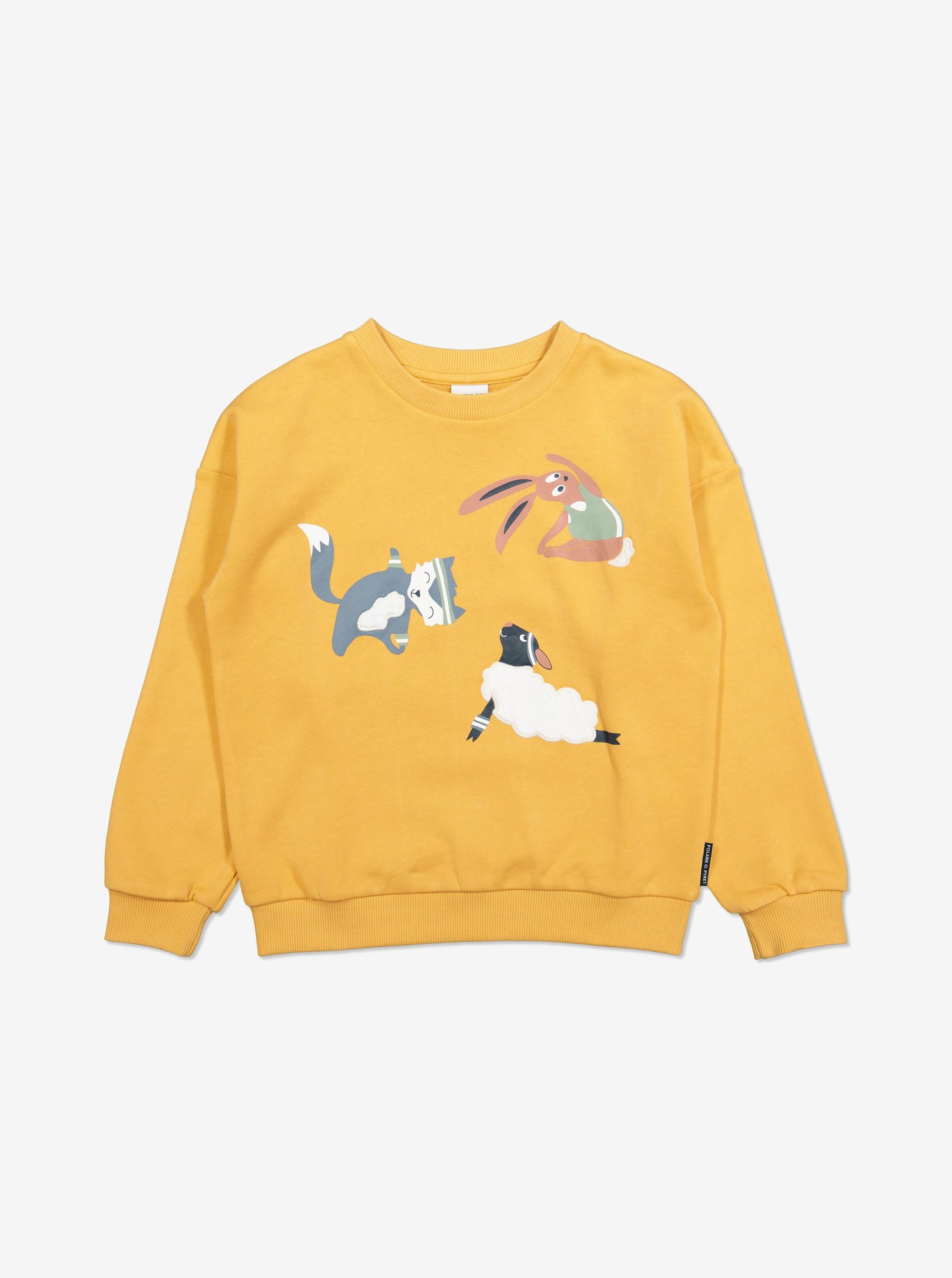  Organic Yellow Kids Animal Sweatshirt from Polarn O. Pyret Kidswear. Made with 100% organic cotton.