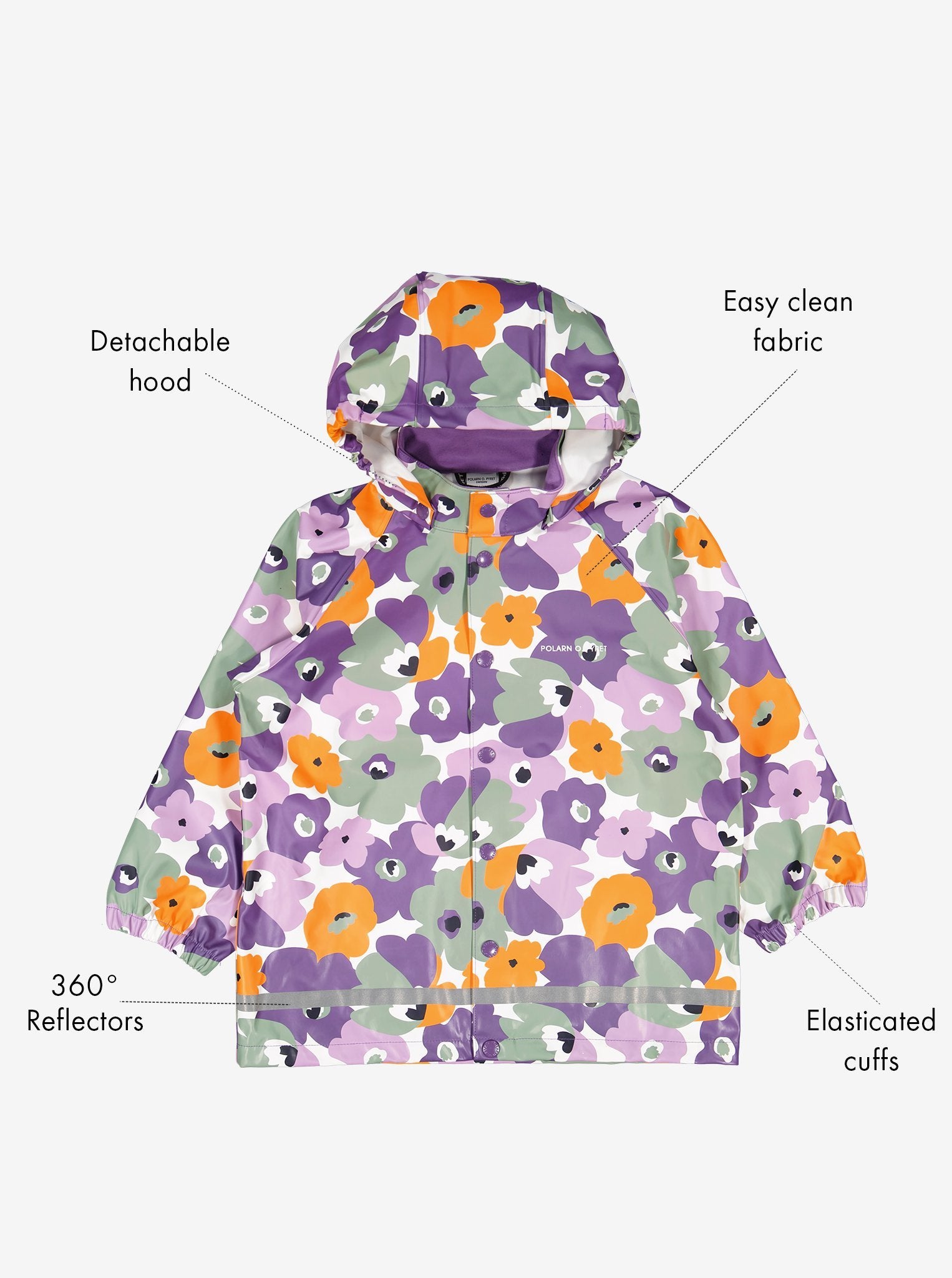 Floral Kids Waterproof Rain Coat from Polarn O. Pyret Kidswear. Raincoats for kids floral pattern